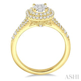 3/4 Ctw Oval Shape Diamond Lovebright Diamond Ring in 14K Yellow and White gold