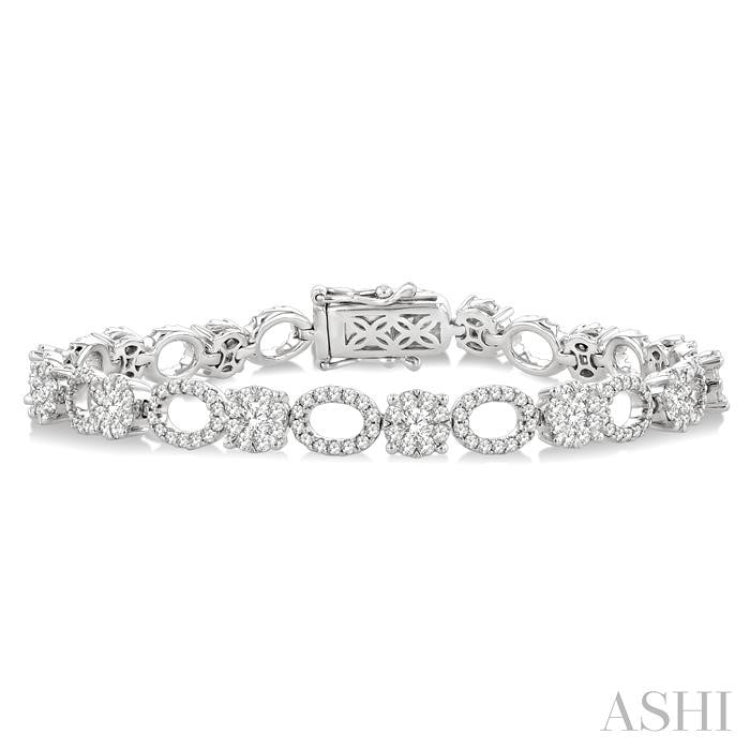 3 1/3 Ctw Lovebright Round Cut Diamond Bracelet in 14K White Gold