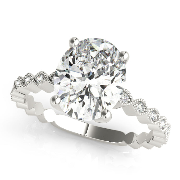14kt gold Single Row Engagement Ring Prong Set