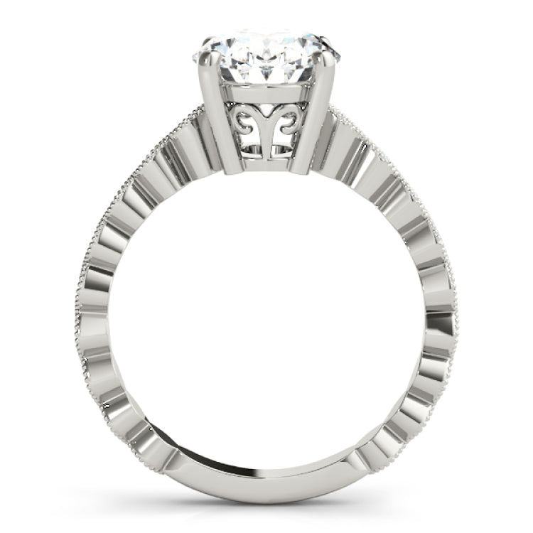 14kt gold Single Row Engagement Ring Prong Set