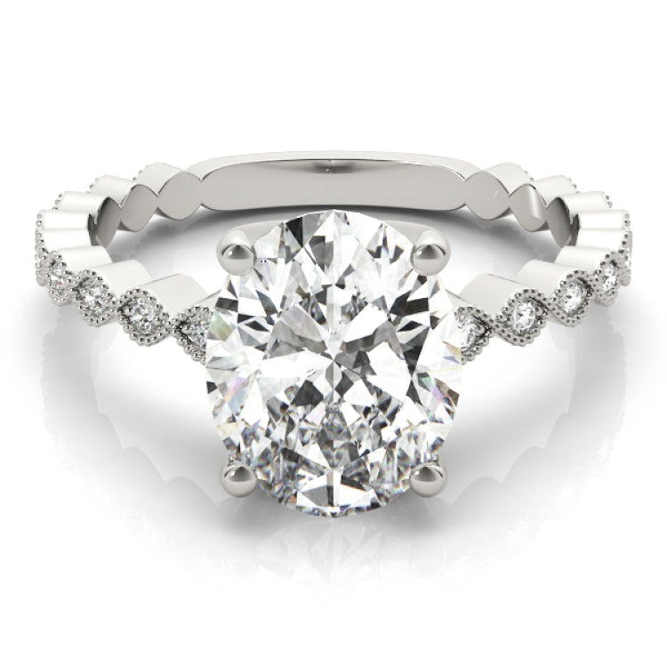 14kt gold Single Row Engagement Ring Prong Set