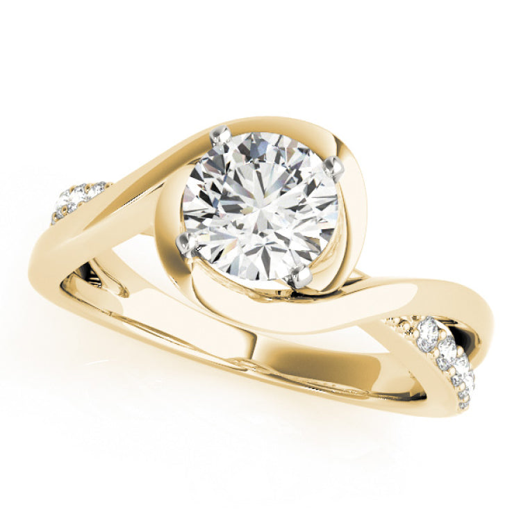 14kt gold Single Row Engagement Ring Prong Set