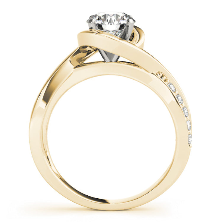 14kt gold Single Row Engagement Ring Prong Set