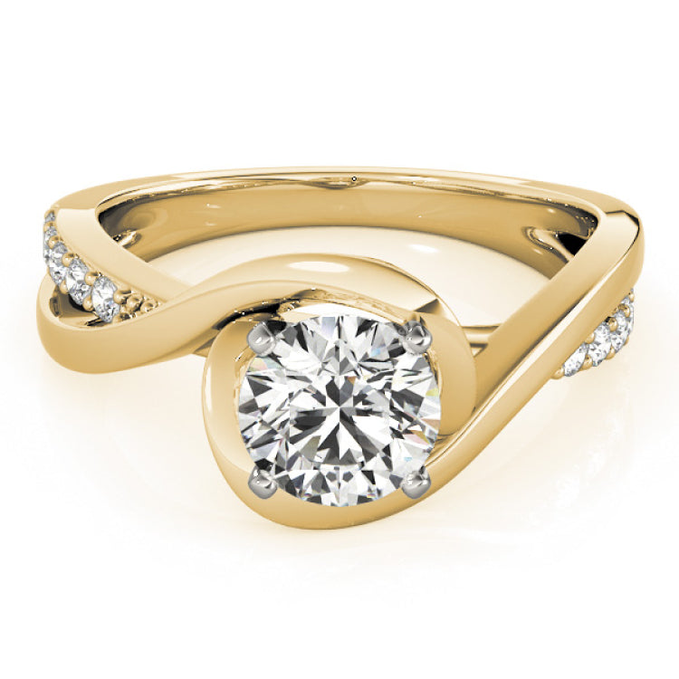 14kt gold Single Row Engagement Ring Prong Set