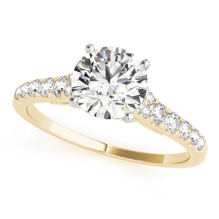 14kt gold Single Row Engagement Ring Prong Set
