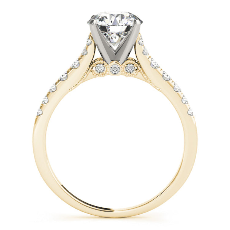 14kt gold Single Row Engagement Ring Prong Set