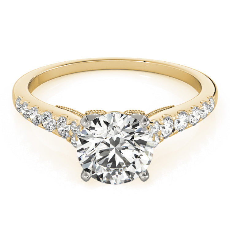 14kt gold Single Row Engagement Ring Prong Set