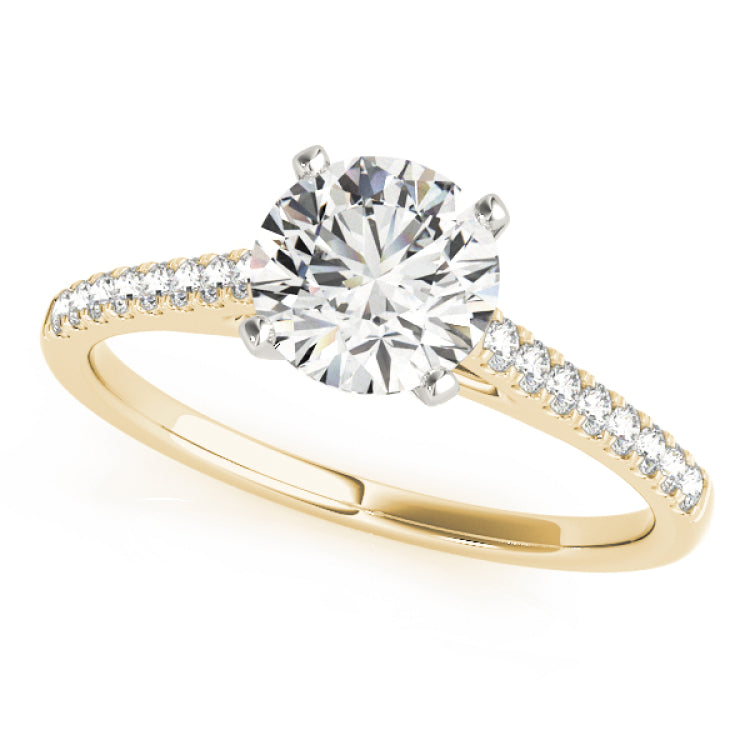14kt gold Single Row Engagement Ring Prong Set