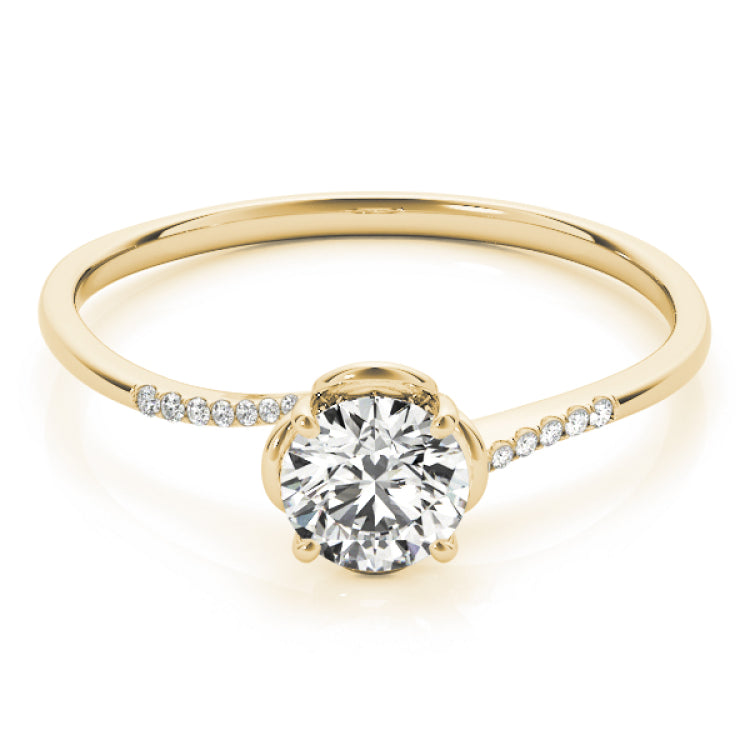 14kt gold Single Row Engagement Ring Prong Set