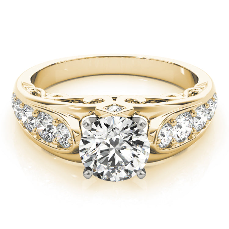 14kt gold Single Row Engagement Ring Prong Set