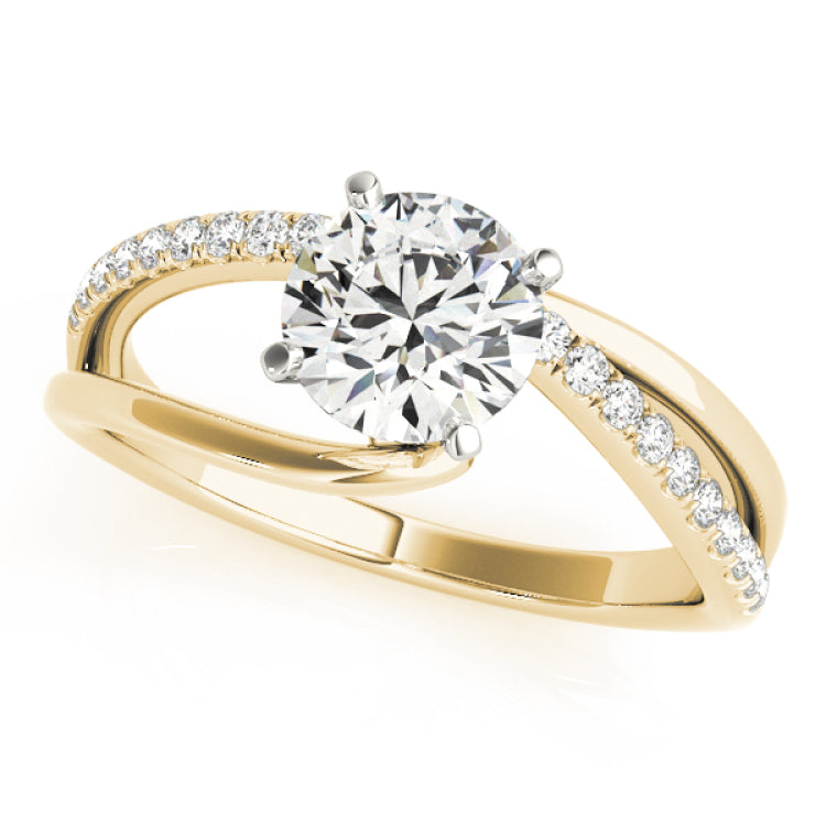 14kt gold Single Row Engagement Ring Prong Set