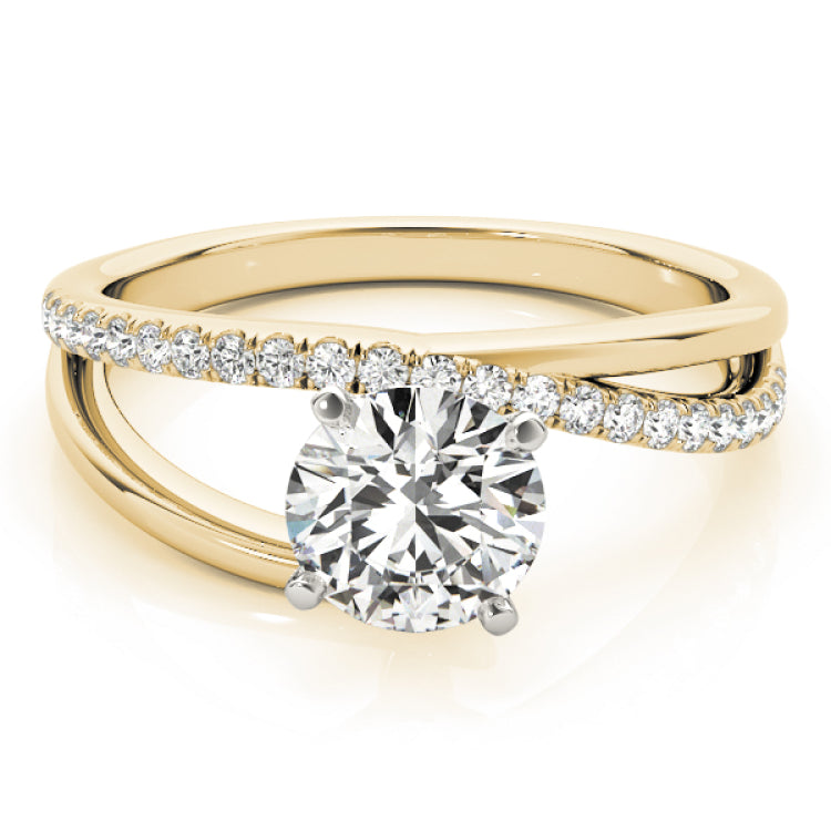 14kt gold Single Row Engagement Ring Prong Set