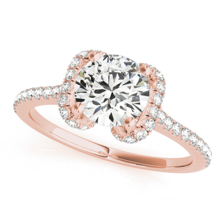 14kt gold Single Row Engagement Ring Prong Set