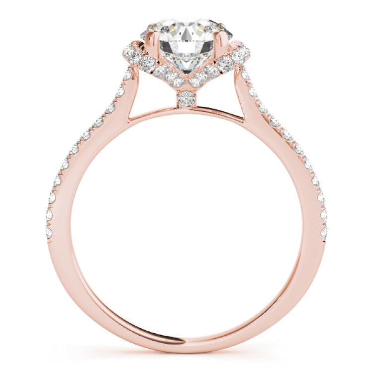 14kt gold Single Row Engagement Ring Prong Set