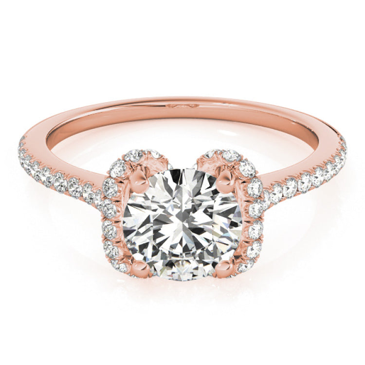 14kt gold Single Row Engagement Ring Prong Set