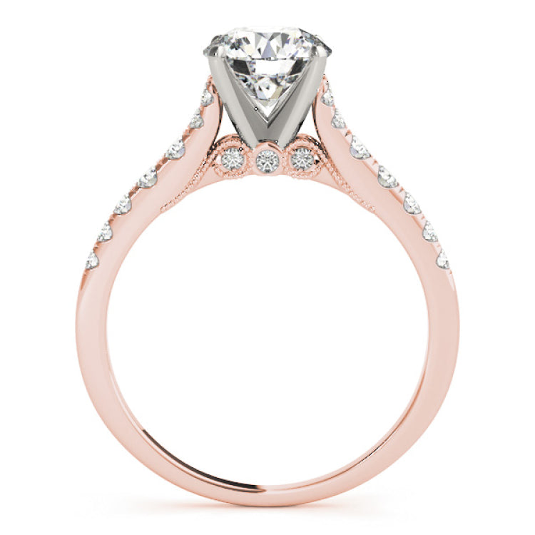 14kt gold Single Row Engagement Ring Prong Set