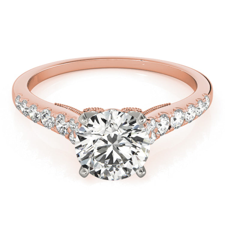 14kt gold Single Row Engagement Ring Prong Set