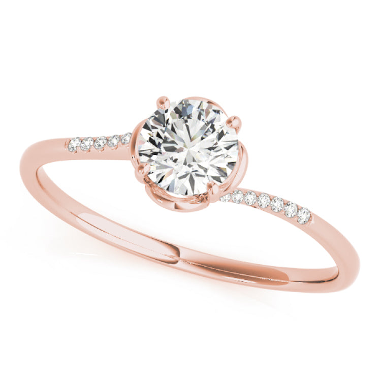 14kt gold Single Row Engagement Ring Prong Set