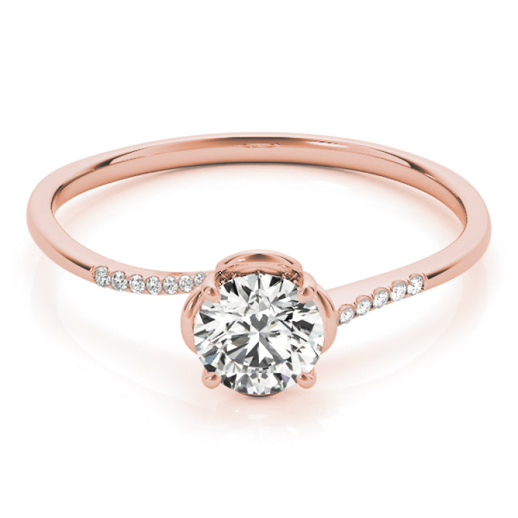 14kt gold Single Row Engagement Ring Prong Set