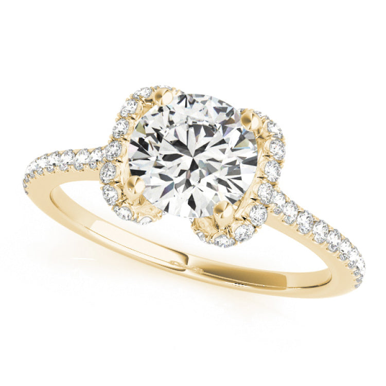 14kt gold Single Row Engagement Ring Prong Set