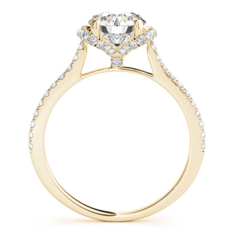 14kt gold Single Row Engagement Ring Prong Set