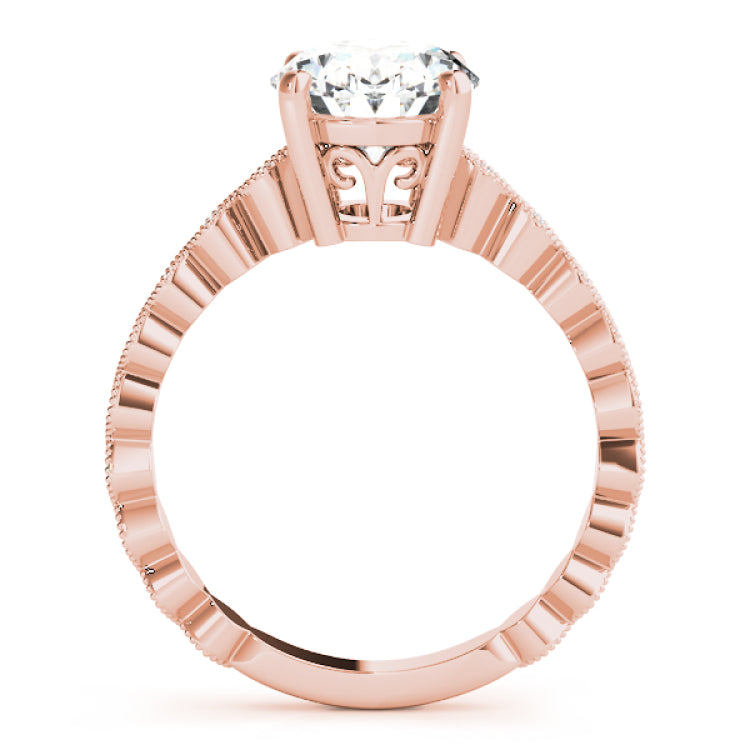 14kt gold Single Row Engagement Ring Prong Set