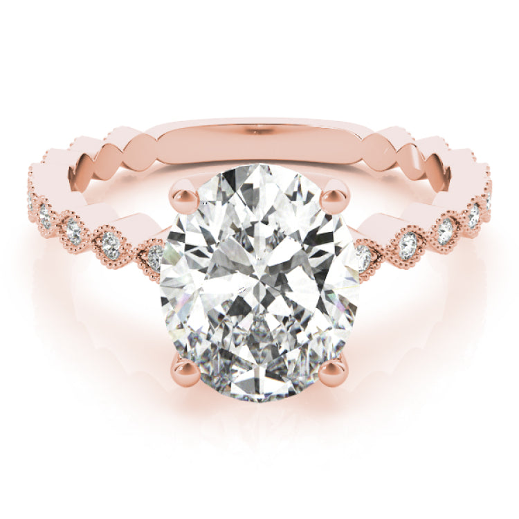 14kt gold Single Row Engagement Ring Prong Set