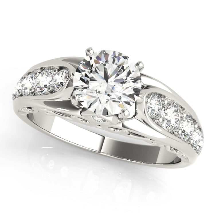 Platinum Single Row Engagement Ring Prong Set