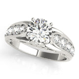 Platinum Single Row Engagement Ring Prong Set