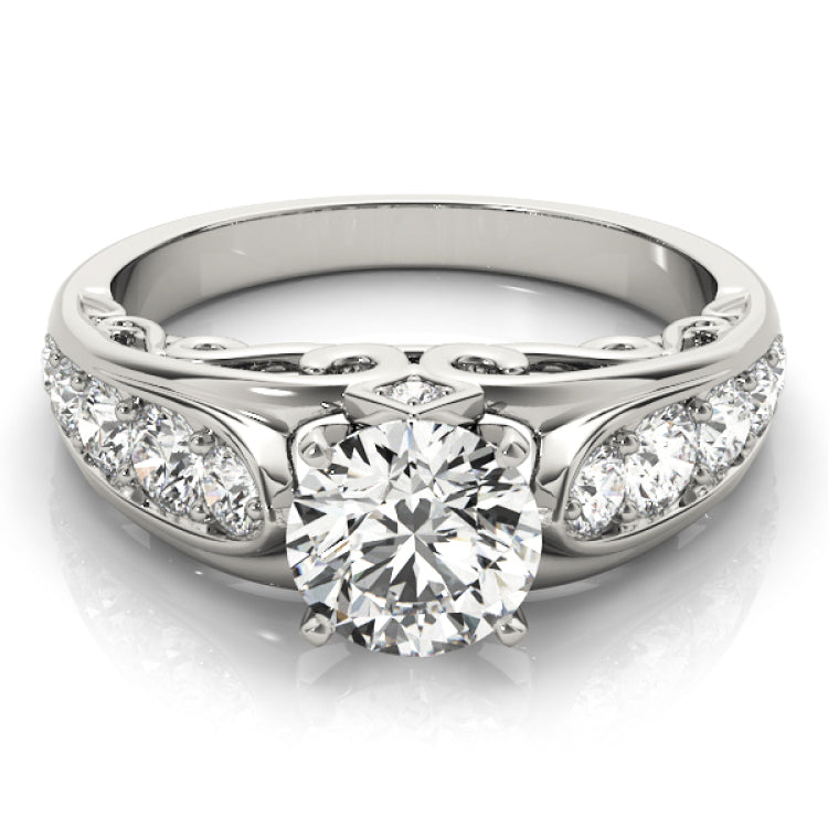 Platinum Single Row Engagement Ring Prong Set