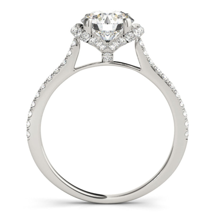 Platinum Single Row Engagement Ring Prong Set