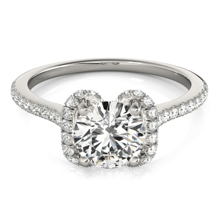 Platinum Single Row Engagement Ring Prong Set