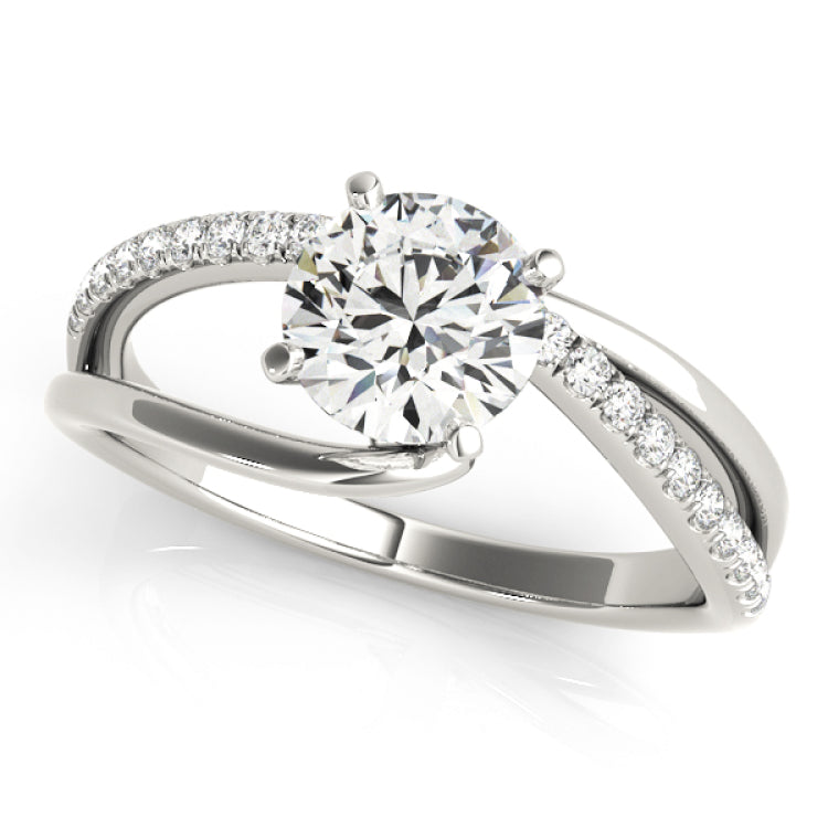 Platinum Single Row Engagement Ring Prong Set