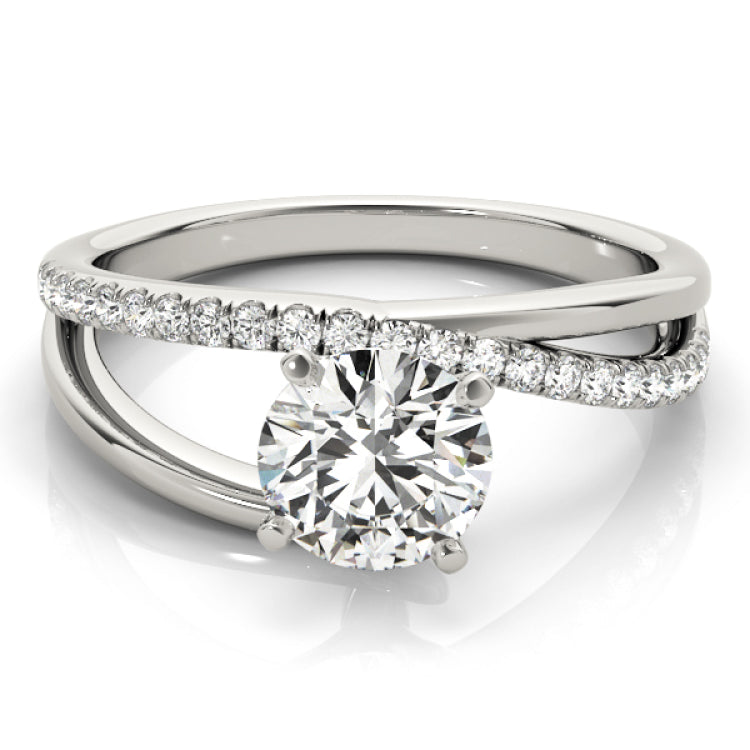 Platinum Single Row Engagement Ring Prong Set
