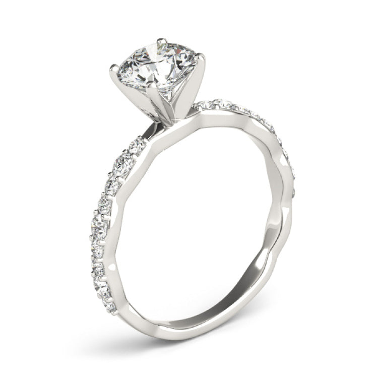 Platinum Single Row Engagement Ring Prong Set