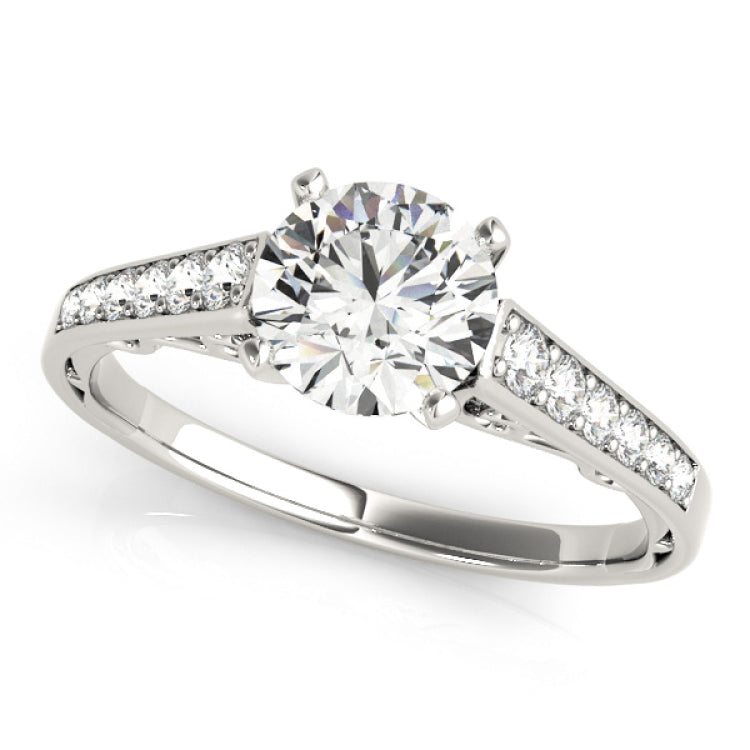 Platinum Single Row Engagement Ring Prong Set