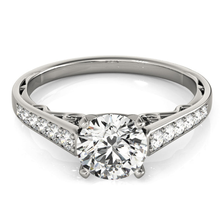 Platinum Single Row Engagement Ring Prong Set