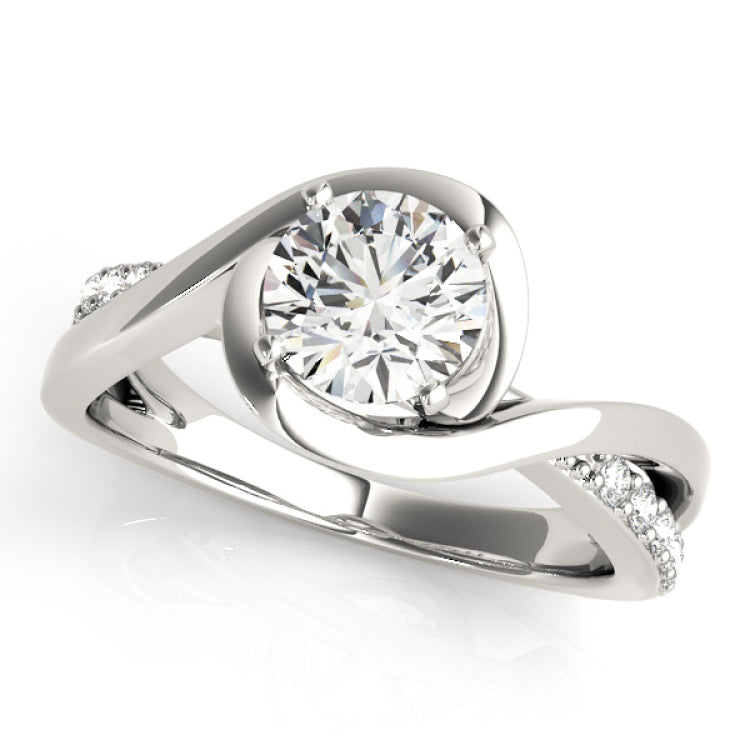 Platinum Single Row Engagement Ring Prong Set