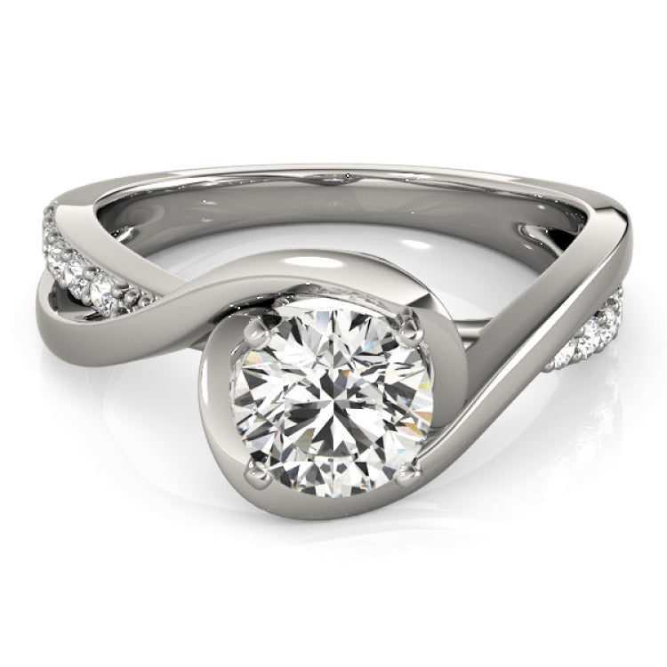 Platinum Single Row Engagement Ring Prong Set