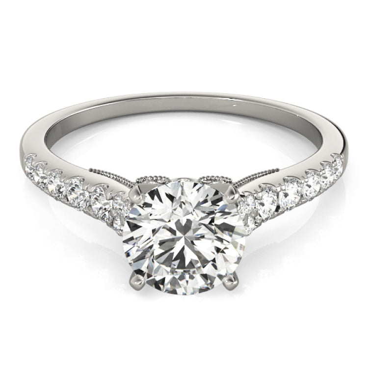 Platinum Single Row Engagement Ring Prong Set