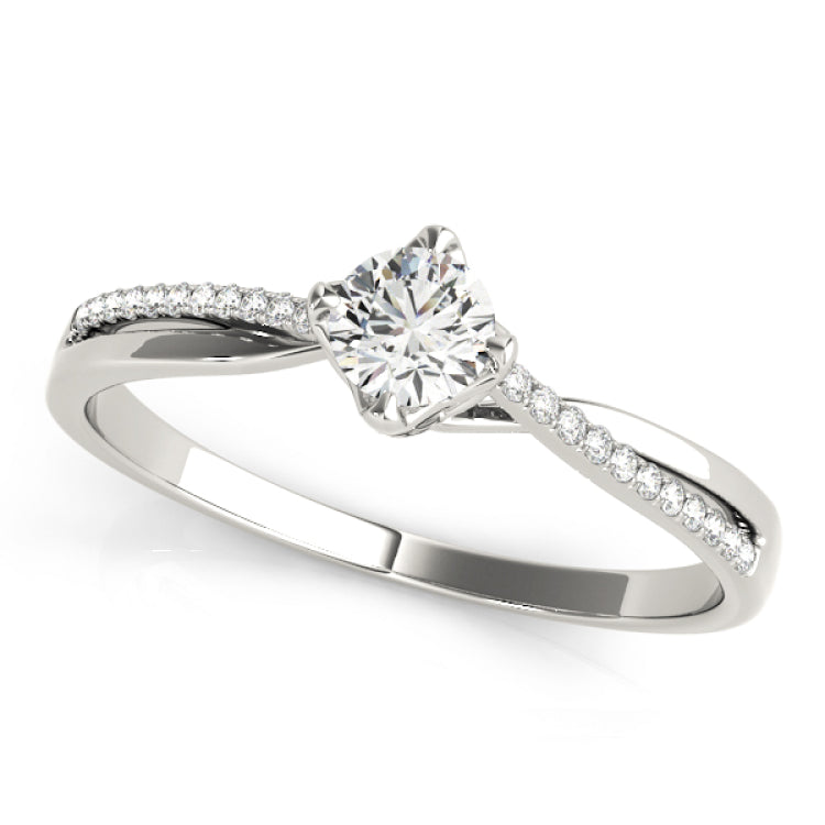 Platinum Single Row Engagement Ring Prong Set