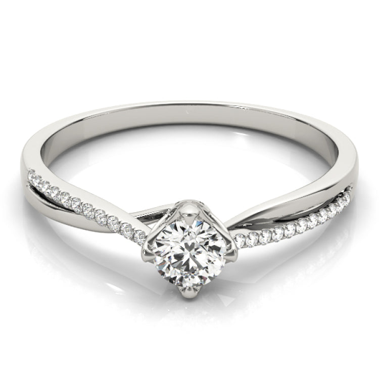 Platinum Single Row Engagement Ring Prong Set