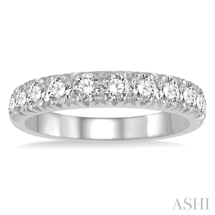 1 ctw 11 Stone Round Cut Diamond Wedding Band in 14K White Gold