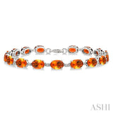 7X5 MM Oval Shape Citrine and 1/10 Ctw Single Cut Diamond Semi-Precious Bracelet in Sterling Silver