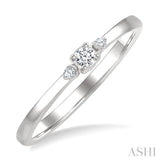 1/10 Ctw Three Stone Round Cut Diamond Petite Fashion Ring in 10K White Gold