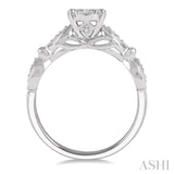 3/8 Ctw Circular Mount Lattice Lovebright Round Cut Diamond Ring in 14K White Gold