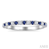 1.80 MM Round Shape Sapphire and 1/4 Ctw Round Cut Diamond Precious Stack Band in 10K White Gold