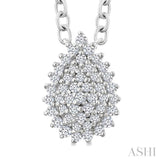 1/6 Ctw Petite Pear Shape Round Cut Diamond Cluster Fashion Pendant With Chain in 10K White Gold