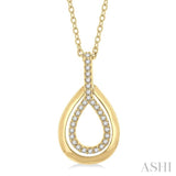 1/10 Ctw Petite Pear Shape Round Cut Diamond Fashion Pendant With Chain in 10K Yellow Gold