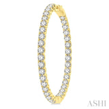 10 Ctw Inside-Out Round Cut Diamond 1 3/4 Inch Hoop Earrings in 14K Yellow Gold